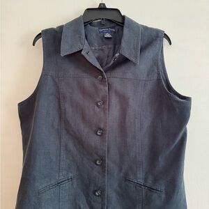Charter Club Women's Sleeveless Button-Down Top - Dark Blue
